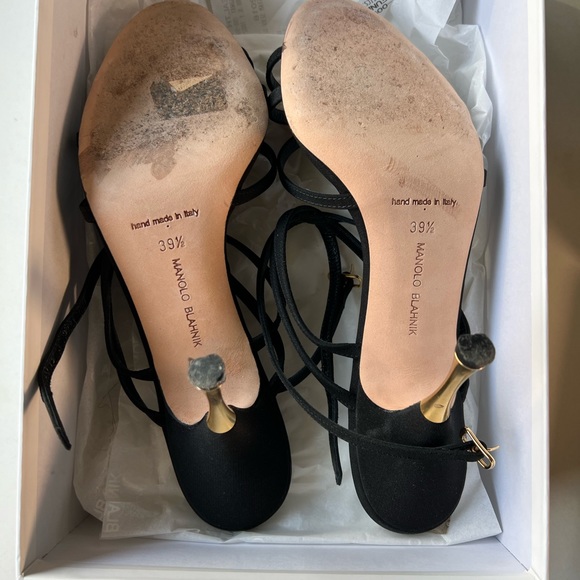 Manolo Blahnik leather strappy heels in size 39.5 US9.5 - Picture 6 of 8